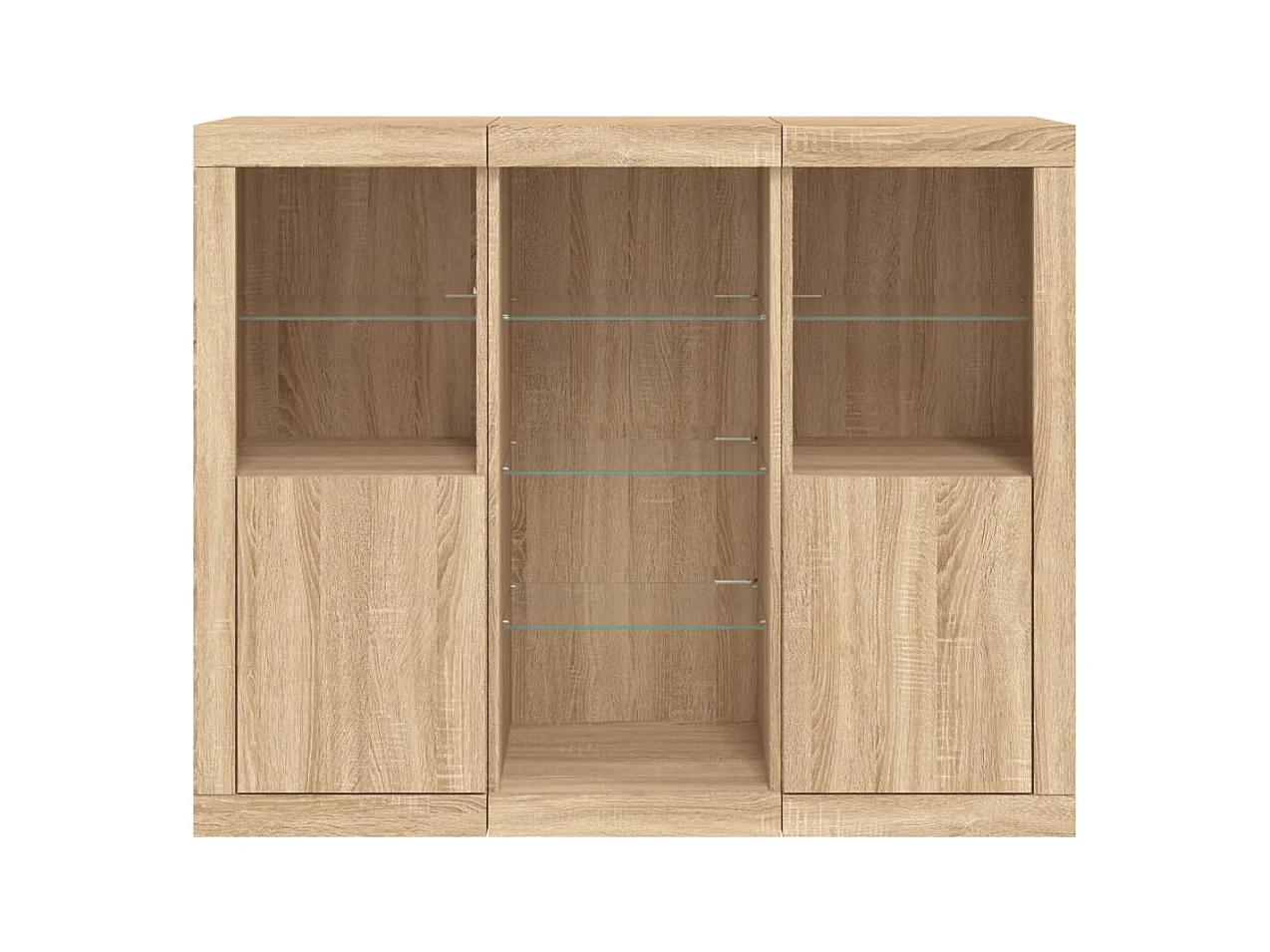 Dressoirs met LED-verlichting 3 st bewerkt hout sonoma eiken