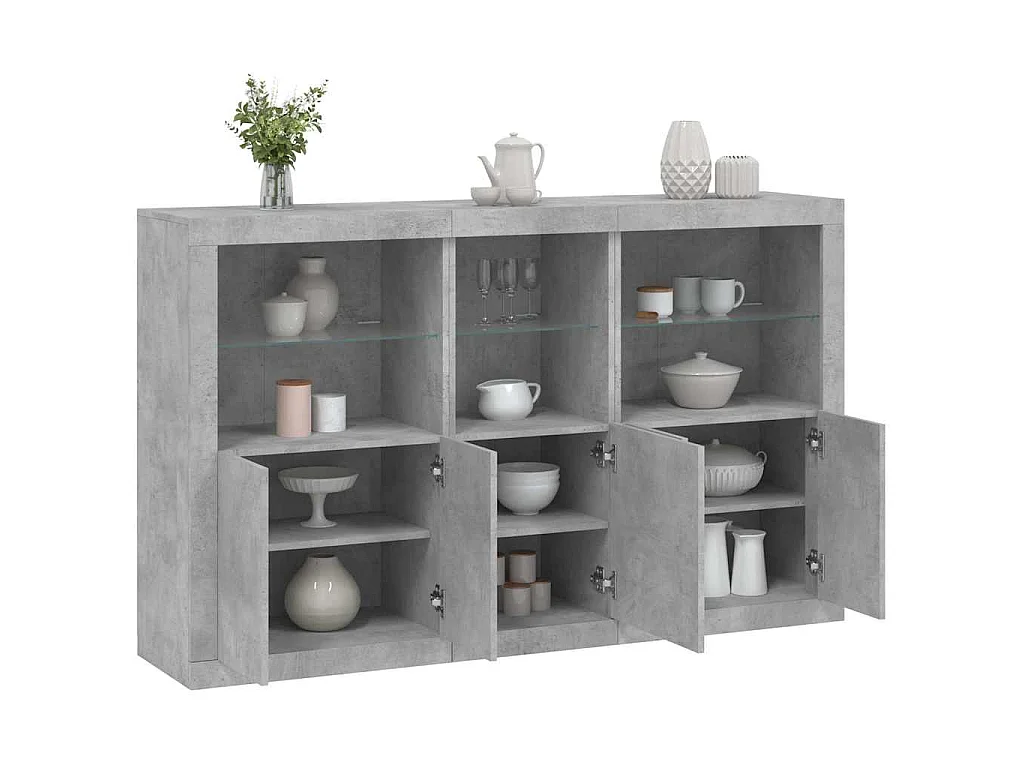 Aparador com luzes LED 162x37x100 cm cinzento cimento