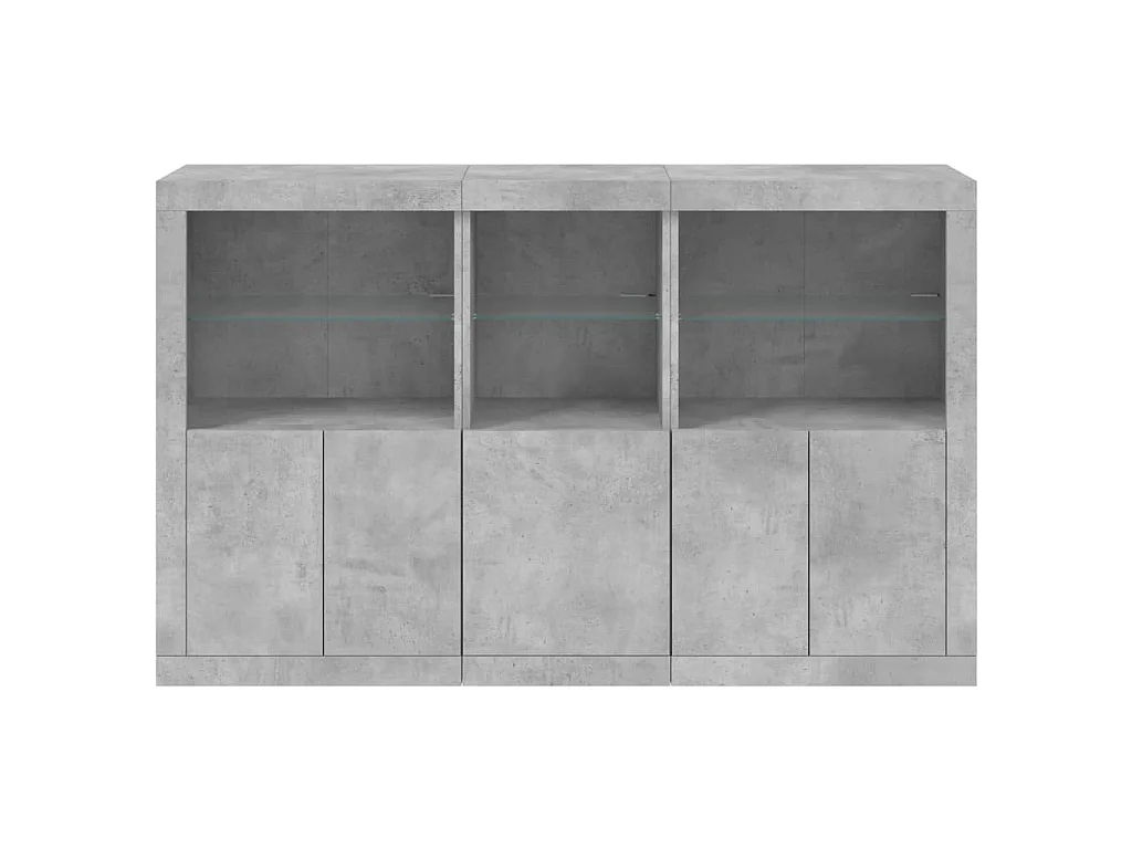 Aparador com luzes LED 162x37x100 cm cinzento cimento