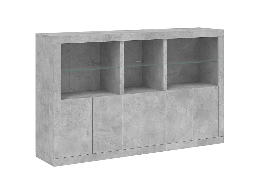 Buffet avec lumières LED gris béton 162x37x100 cm