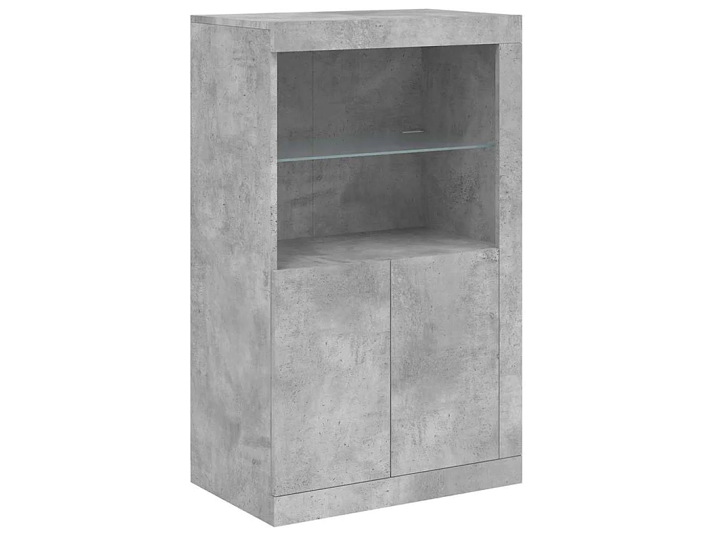 Buffet avec lumières LED gris béton 162x37x100 cm