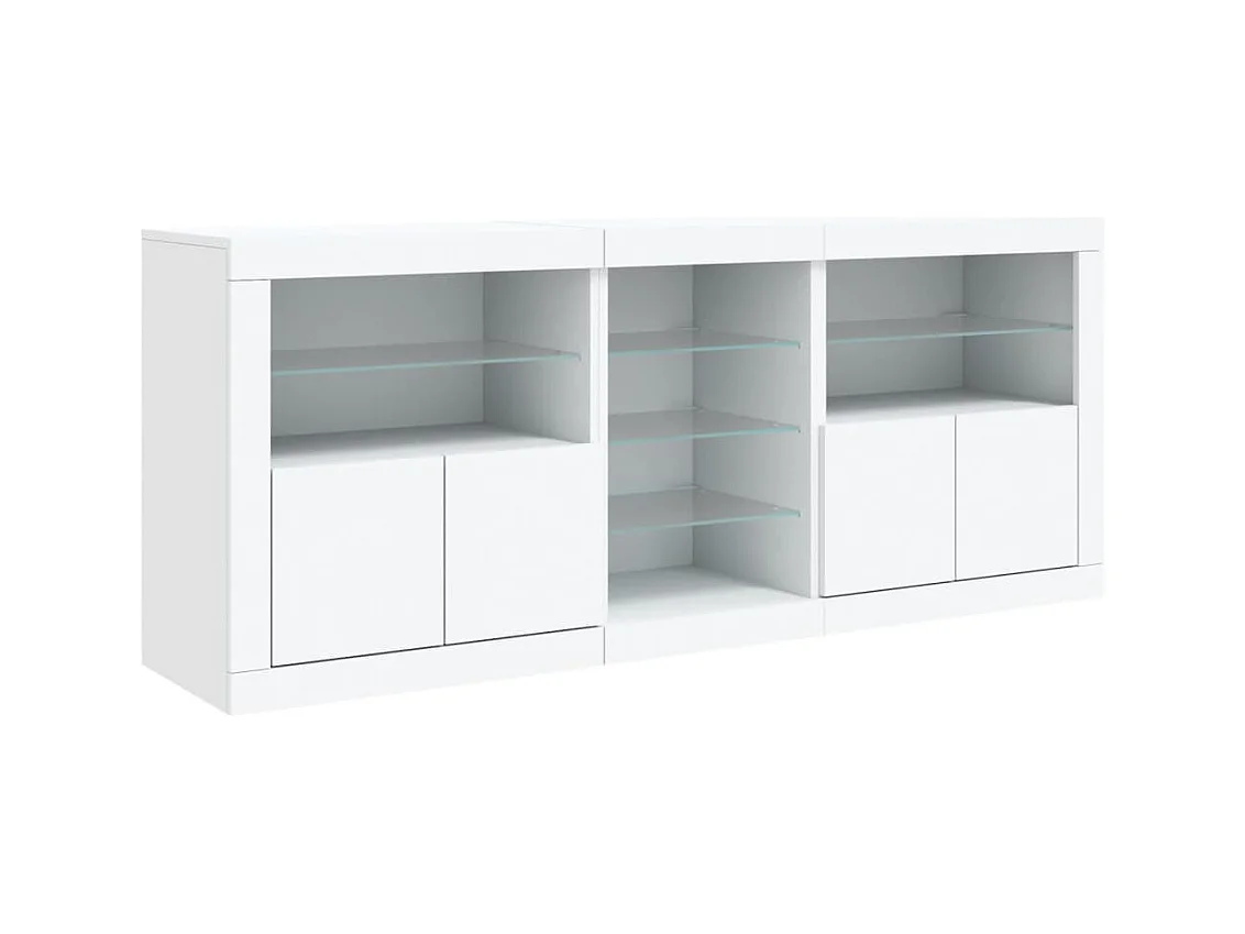 Aparador com luzes LED 162x37x67 cm branco