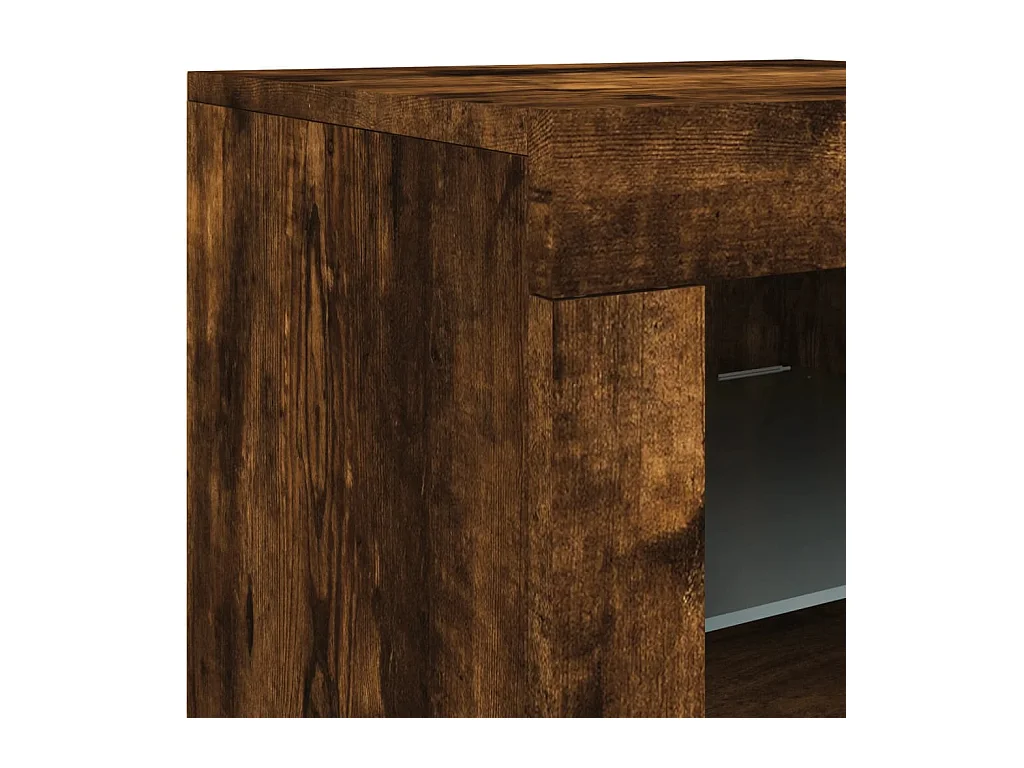 Buffet avec lumières LED chêne fumé 181,5x37x67 cm