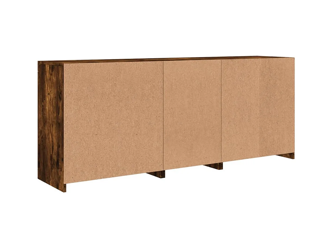 Credenza con Luci LED Rovere Fumo 181,5x37x67 cm