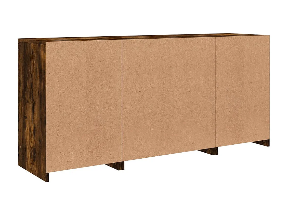 Buffet avec lumières LED chêne fumé 142,5x37x67 cm