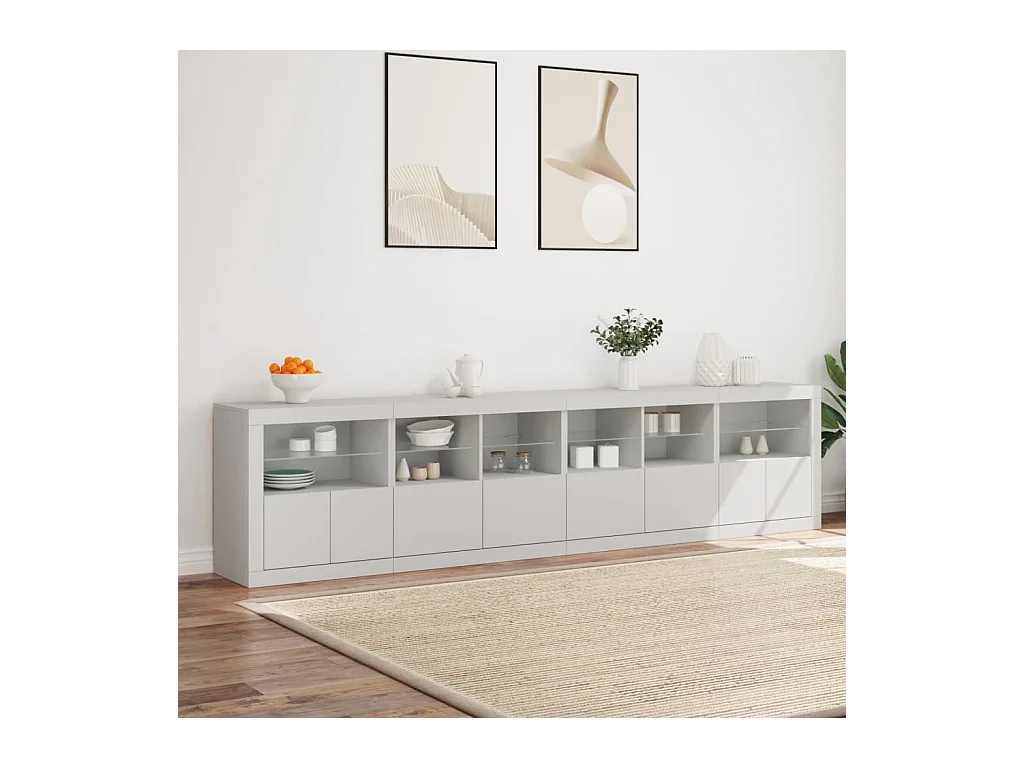Dressoir met LED-verlichting 283x37x67 cm wit