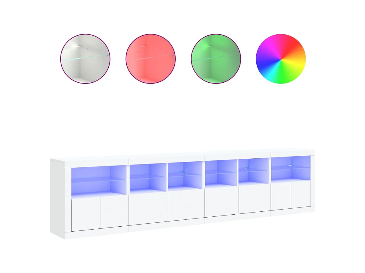 Dressoir met LED-verlichting 283x37x67 cm wit