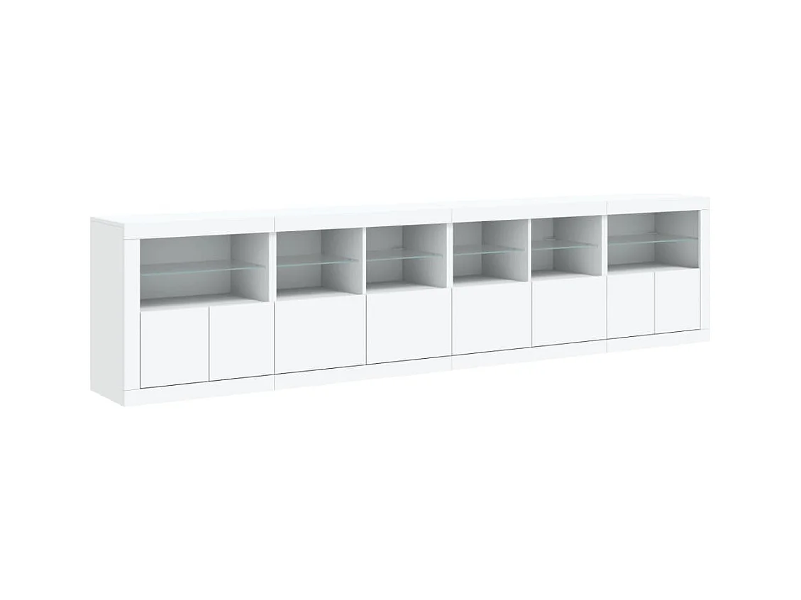 Dressoir met LED-verlichting 283x37x67 cm wit