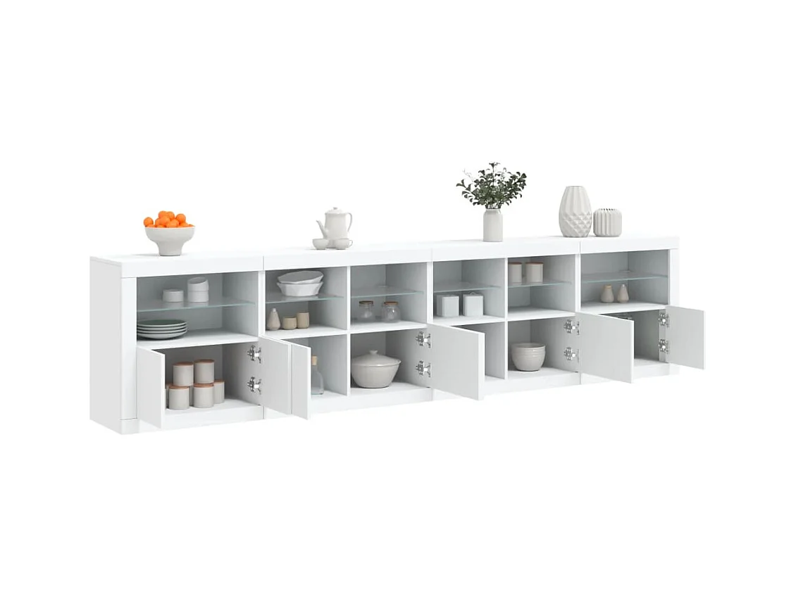 Buffet avec lumières LED blanc 283x37x67 cm
