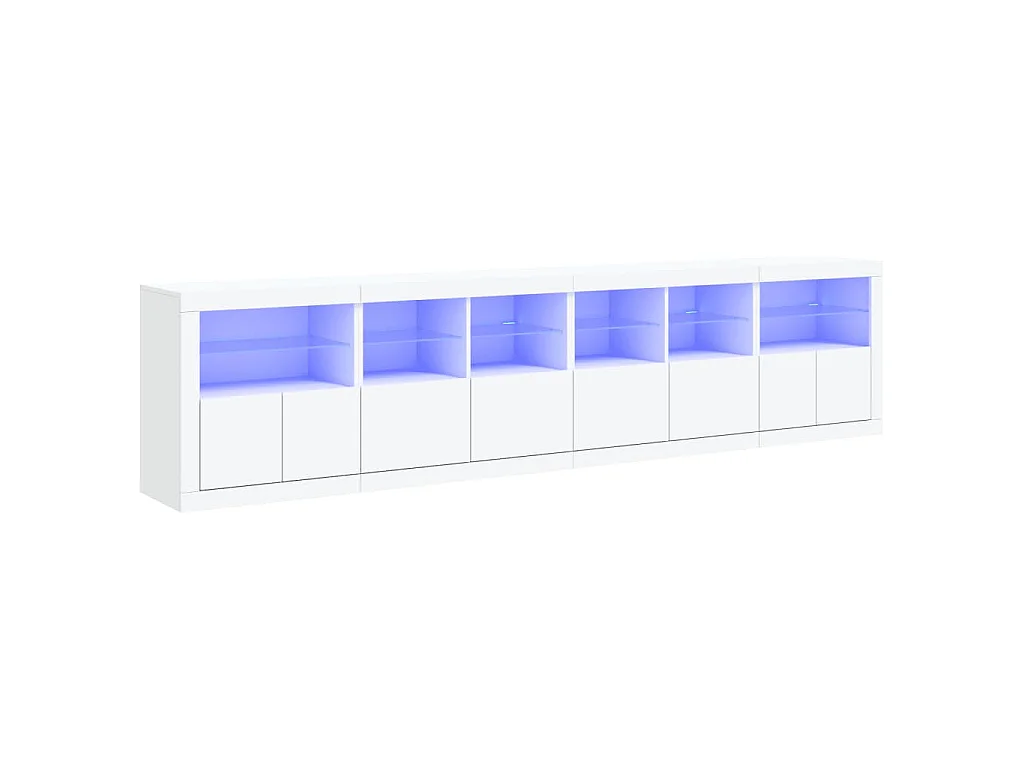 Sideboard mit LED-Leuchten Weiß 283x37x67 cm