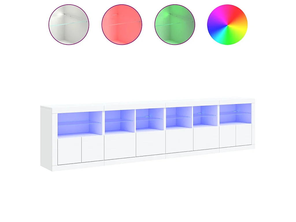 Sideboard mit LED-Leuchten Weiß 283x37x67 cm