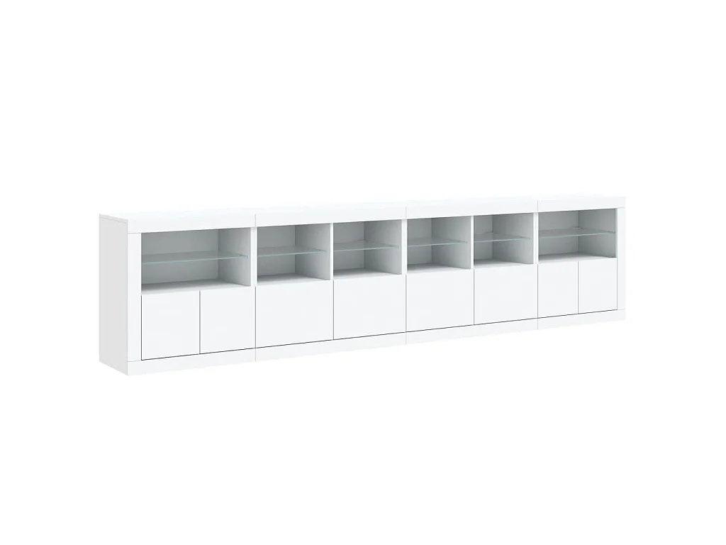Buffet avec lumières LED blanc 283x37x67 cm