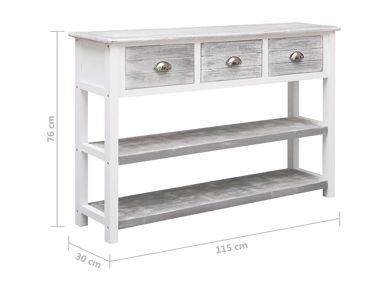 Buffet Antique Gris 115x30x76 cm Bois