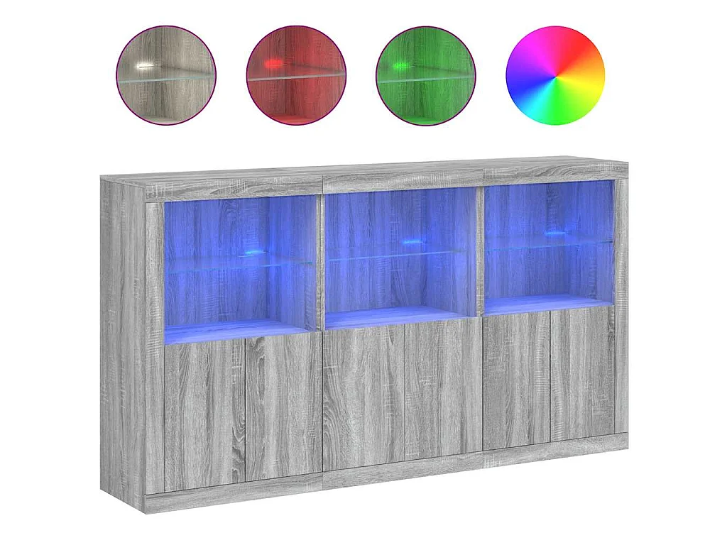 Dressoir met LED-verlichting 181,5x37x100 cm grijs sonoma eiken