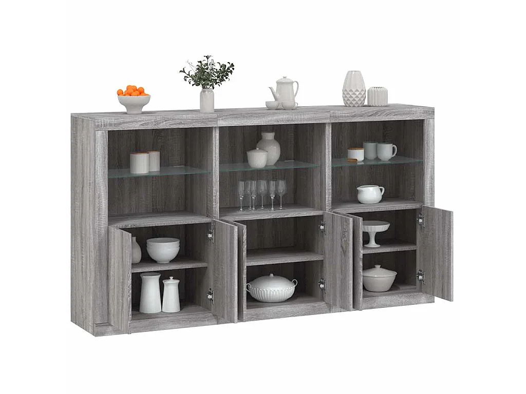 Dressoir met LED-verlichting 181,5x37x100 cm grijs sonoma eiken