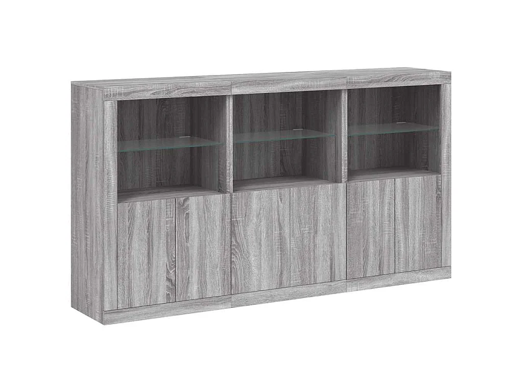 Buffet avec lumières LED sonoma gris 181,5x37x100 cm
