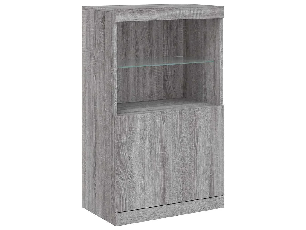 Buffet avec lumières LED sonoma gris 181,5x37x100 cm