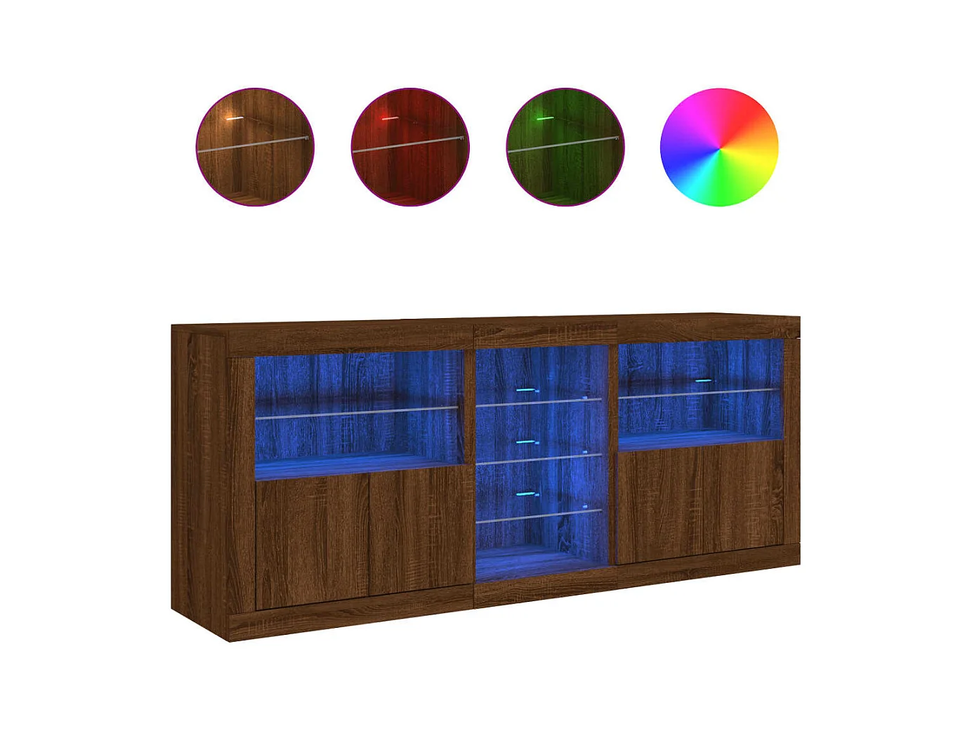 Credenza con Luci LED Rovere Marrone 162x37x67 cm