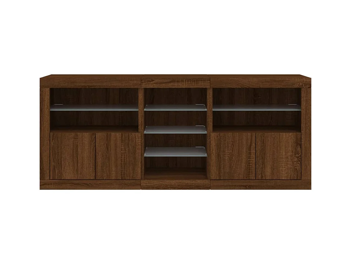 Credenza con Luci LED Rovere Marrone 162x37x67 cm