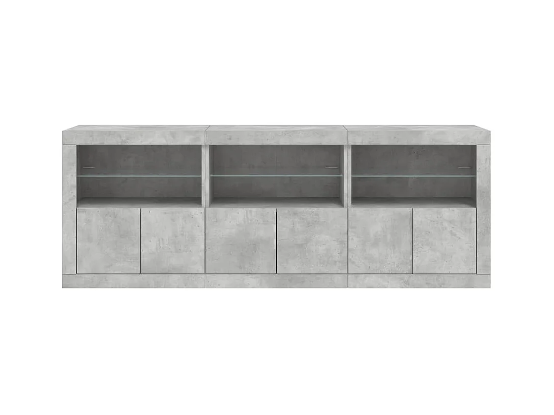 Buffet avec lumières LED gris béton 181,5x37x67 cm