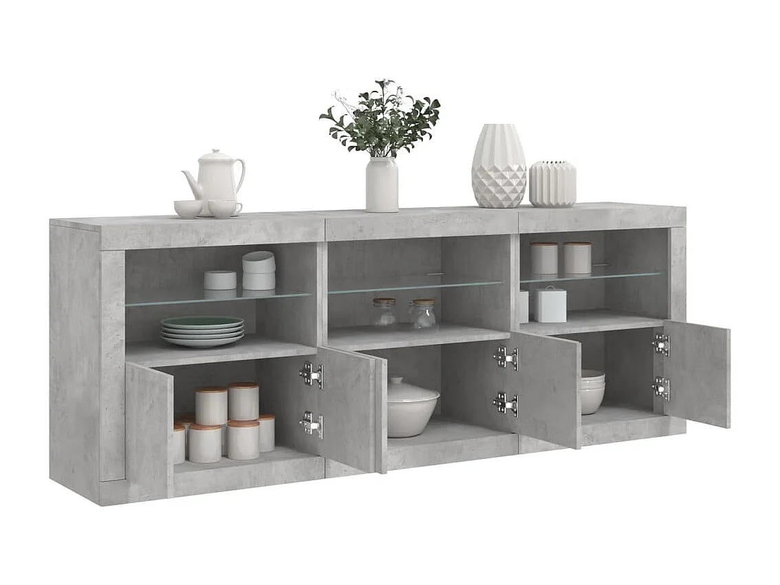 Sideboard mit LED-Leuchten Betongrau 181,5x37x67 cm