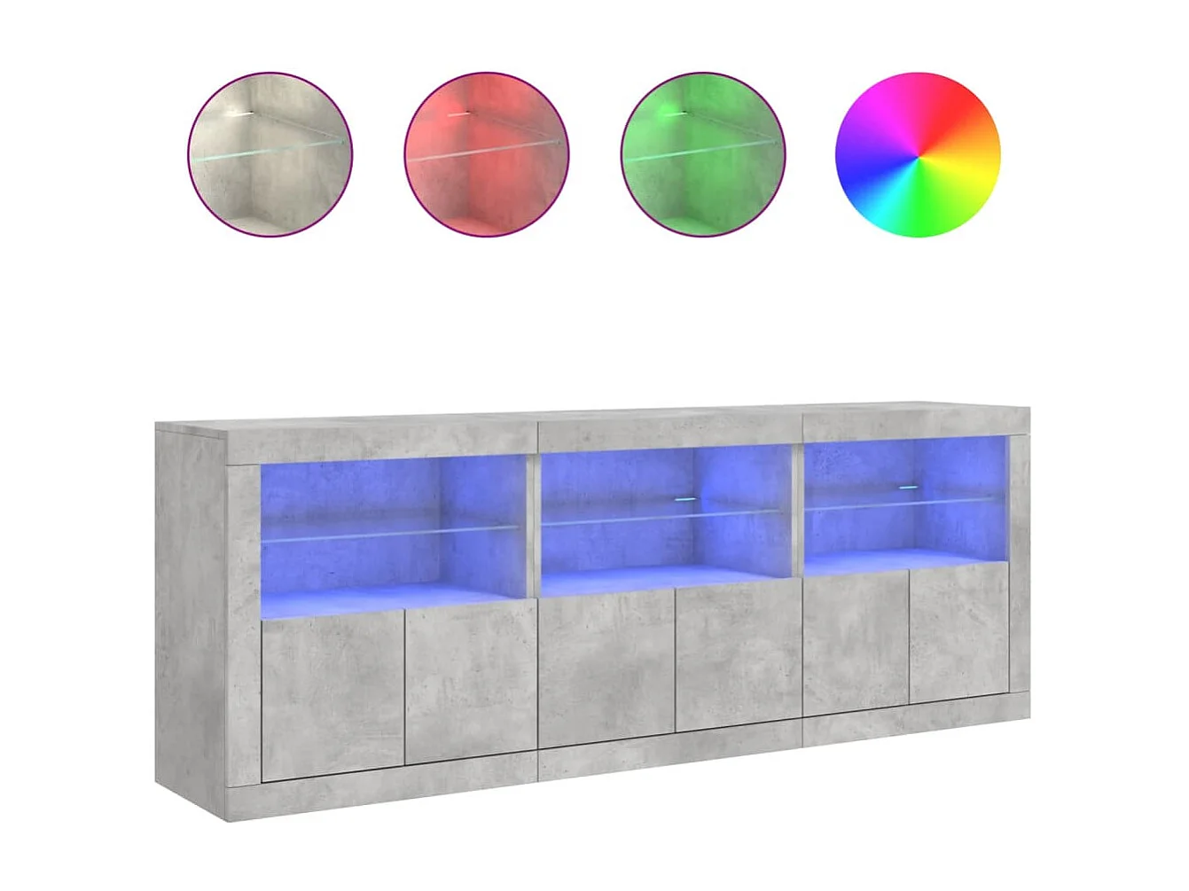 Sideboard mit LED-Leuchten Betongrau 181,5x37x67 cm