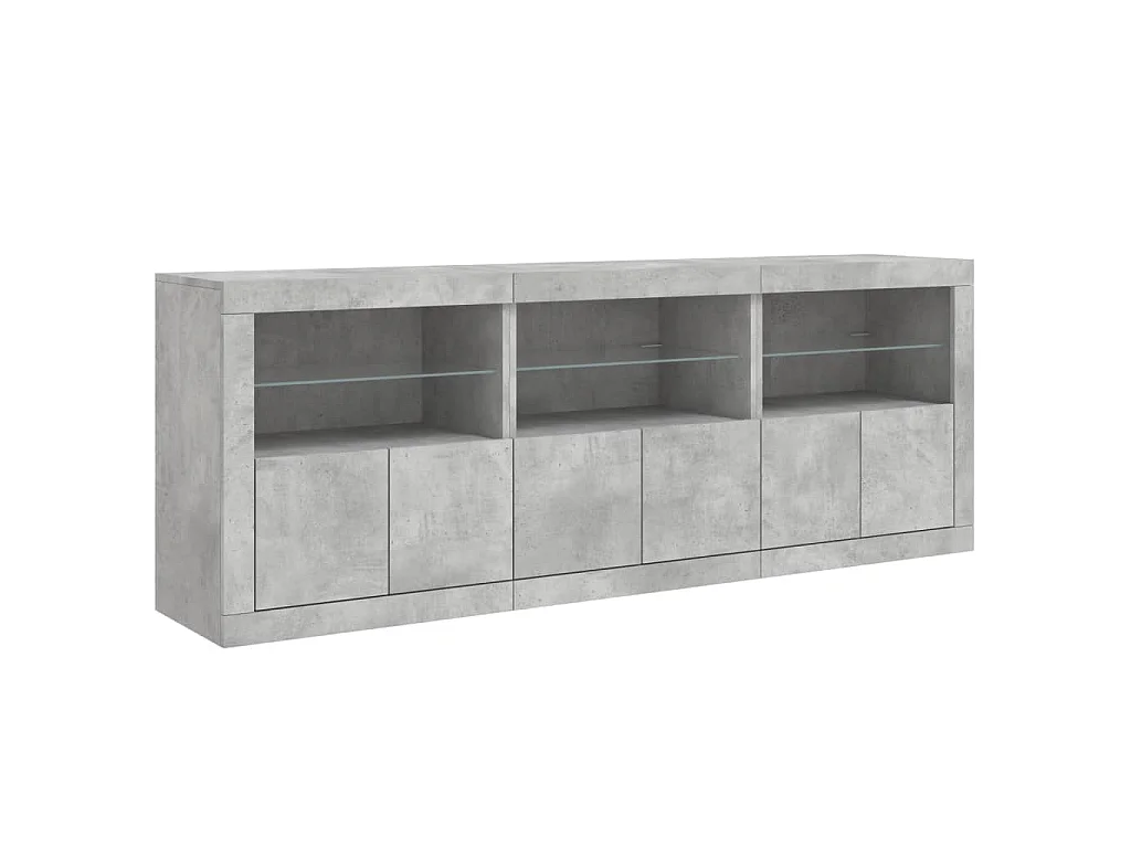 Dressoir met LED-verlichting 181,5x37x67 cm betongrijs