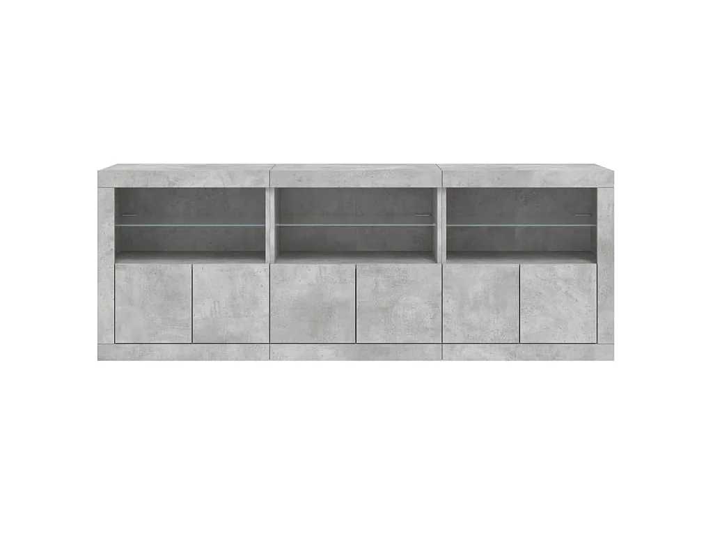 Dressoir met LED-verlichting 181,5x37x67 cm betongrijs