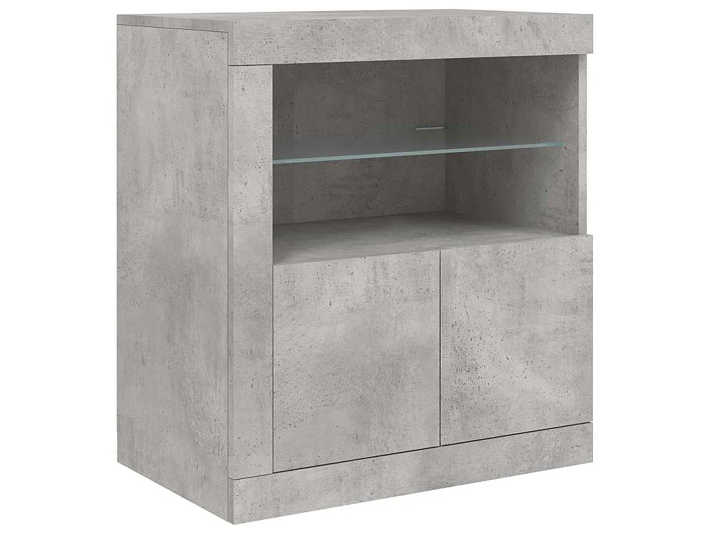 Aparador com luzes LED 181,5x37x67 cm cinzento cimento