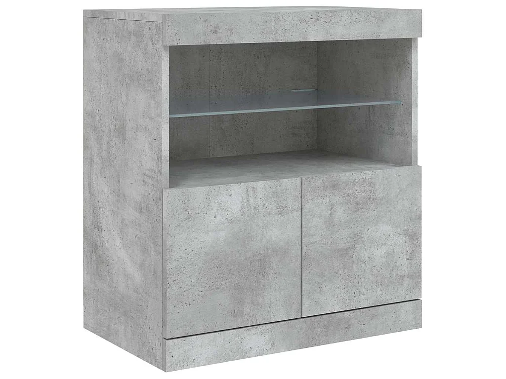 Aparador com luzes LED 181,5x37x67 cm cinzento cimento