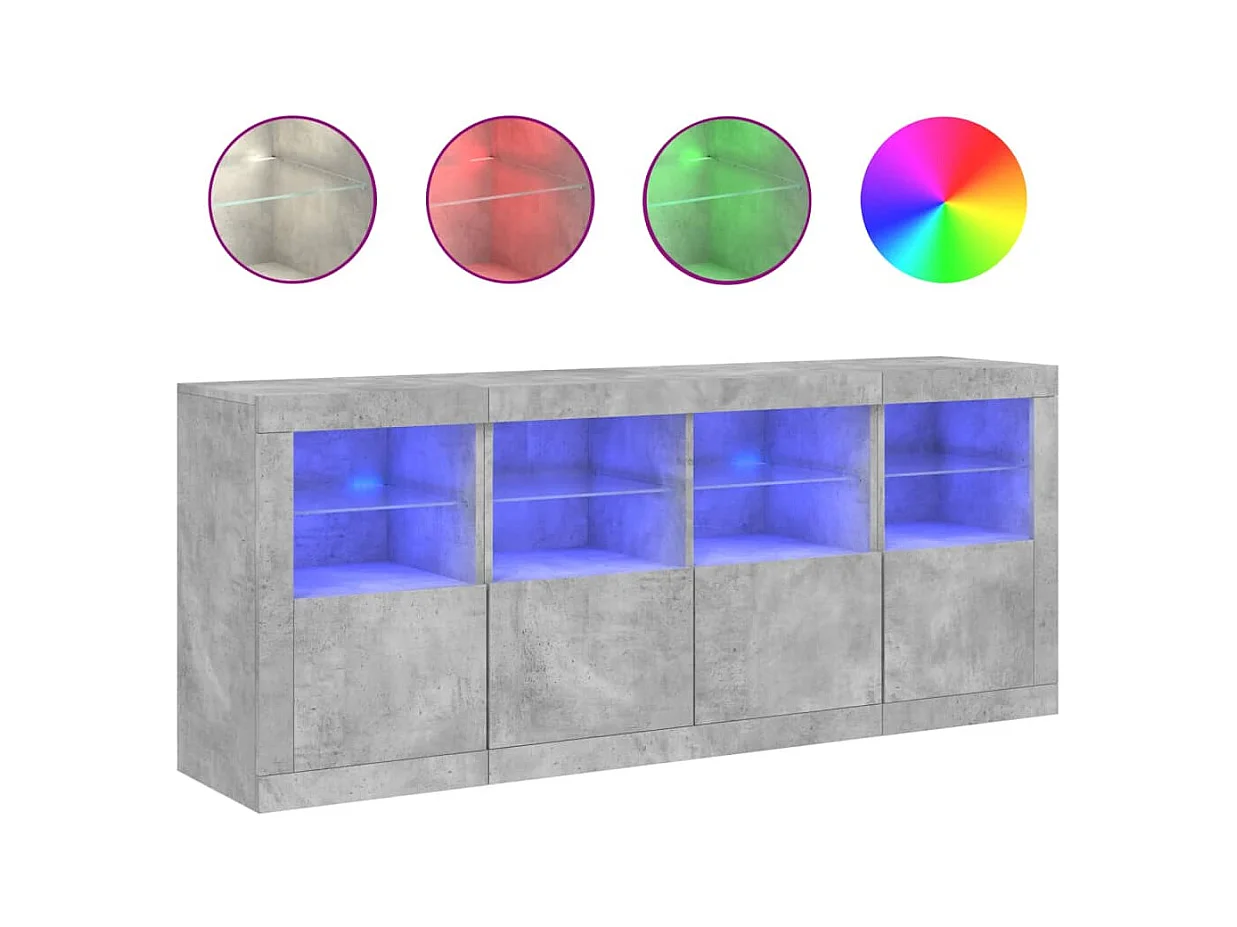 Dressoir met LED-verlichting 163x37x67 cm betongrijs