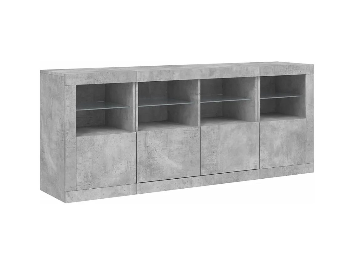Dressoir met LED-verlichting 163x37x67 cm betongrijs
