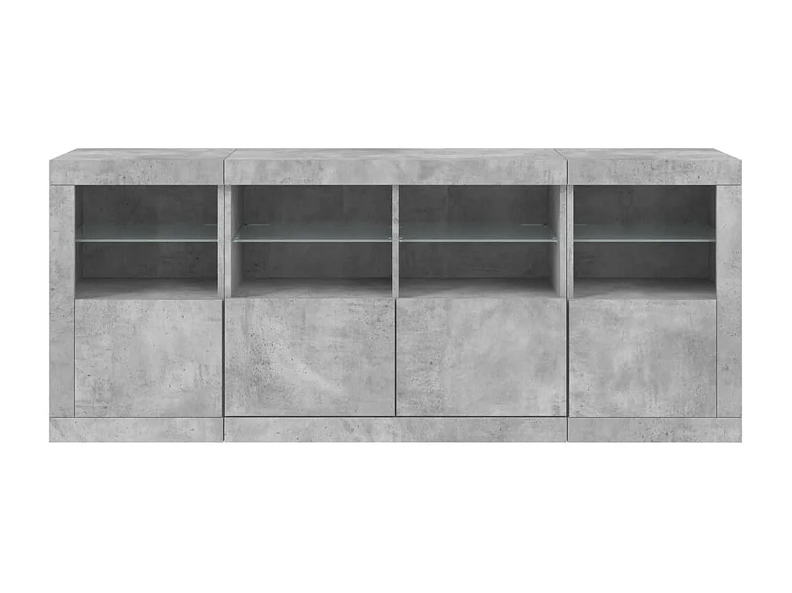 Buffet avec lumières LED gris béton 163x37x67 cm