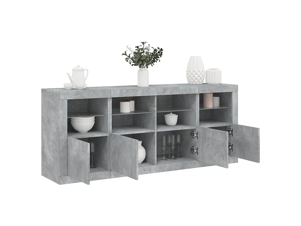 Sideboard mit LED-Leuchten Betongrau 163x37x67 cm