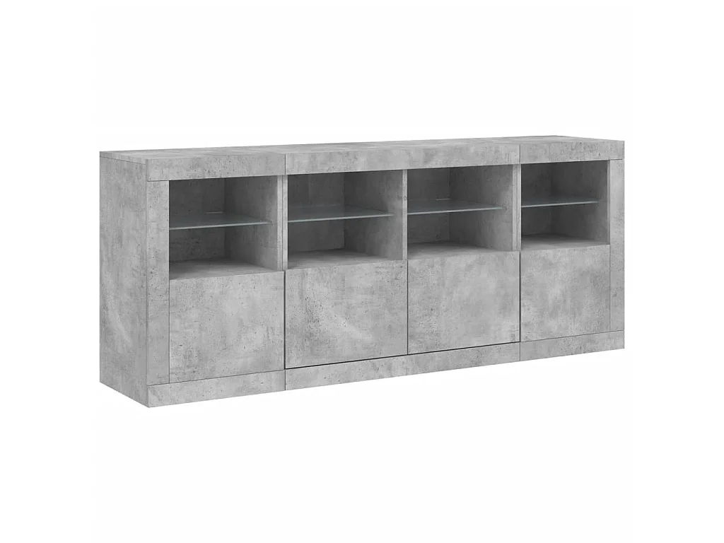 Sideboard mit LED-Leuchten Betongrau 163x37x67 cm