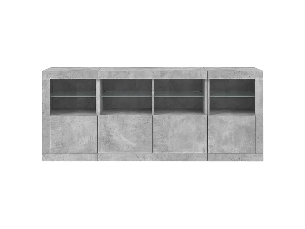 Sideboard mit LED-Leuchten Betongrau 163x37x67 cm
