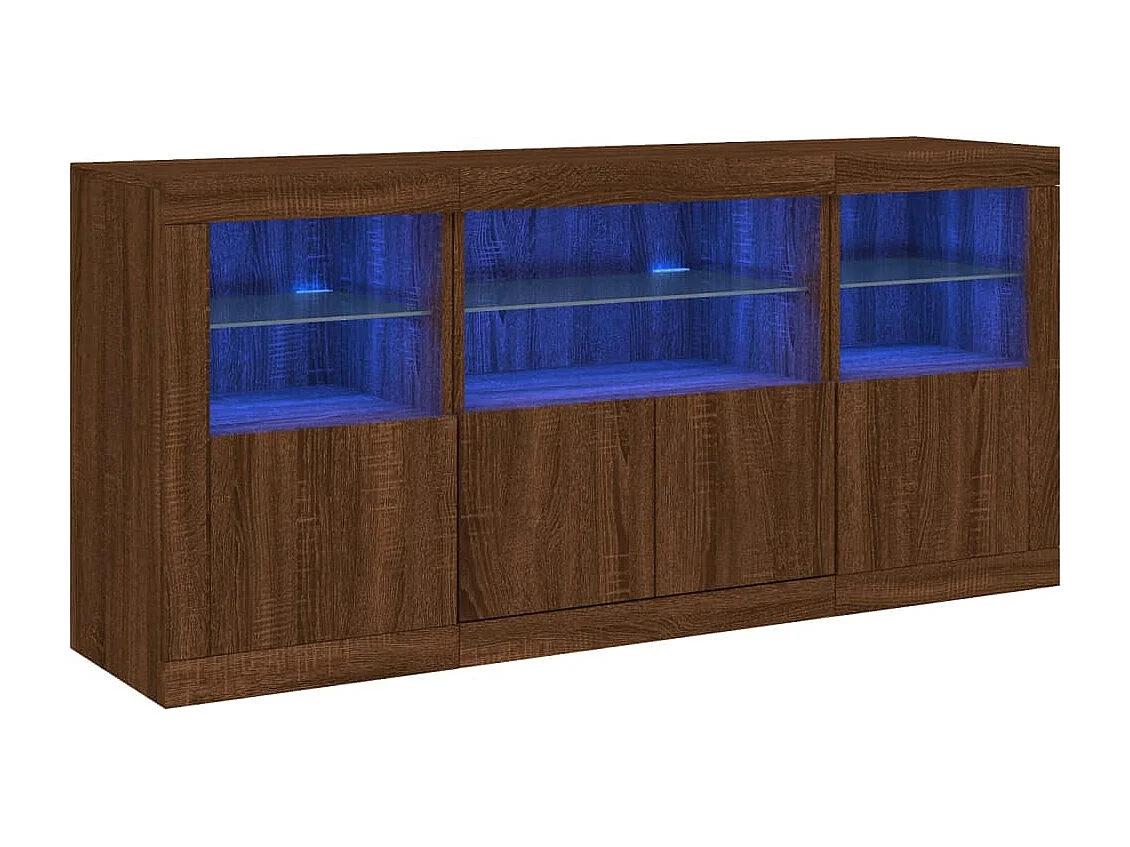 Buffet avec lumières LED chêne marron 142,5x37x67 cm