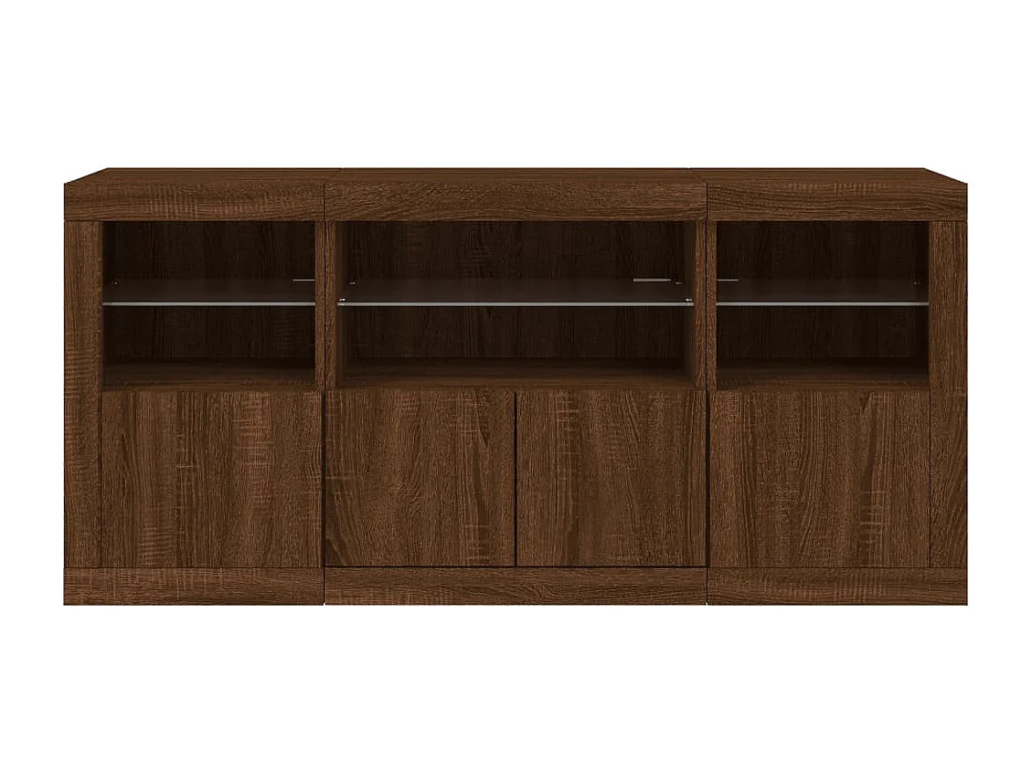 Buffet avec lumières LED chêne marron 142,5x37x67 cm