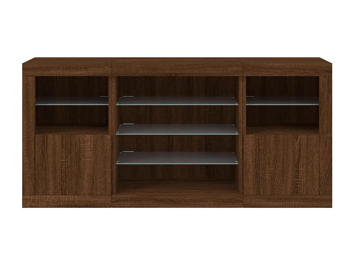 Aparador com luzes LED 142,5x37x67 cm carvalho castanho