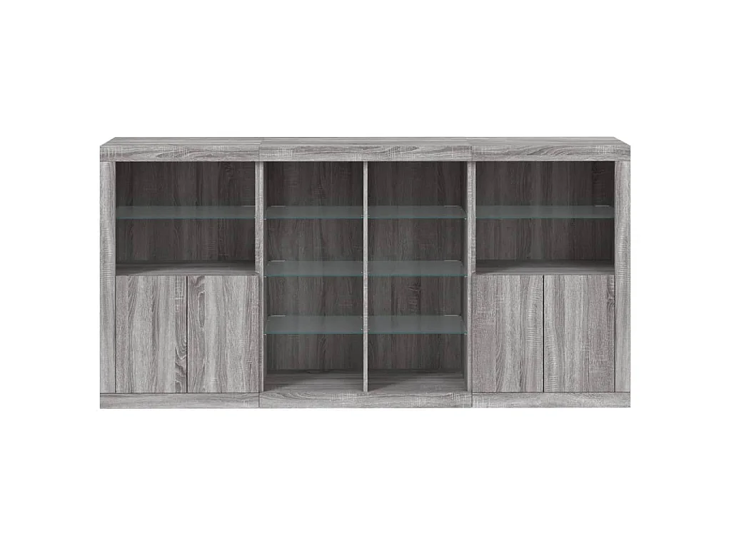 Buffet avec lumières LED sonoma gris 202x37x100 cm