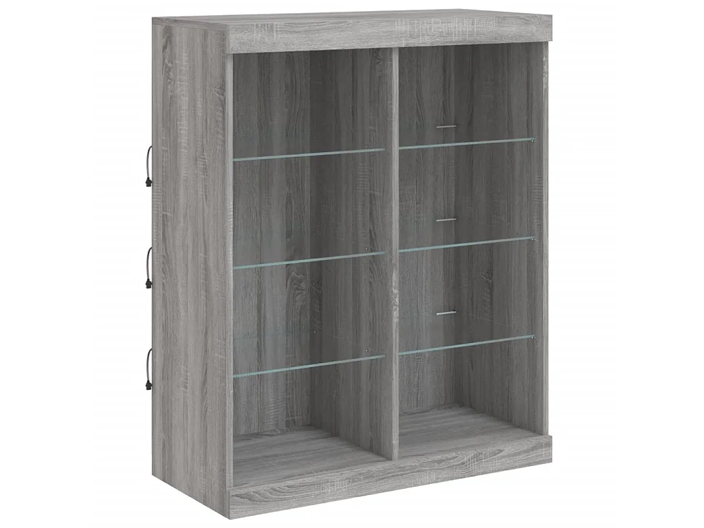 Buffet avec lumières LED sonoma gris 202x37x100 cm