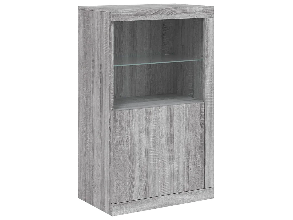 Buffet avec lumières LED sonoma gris 202x37x100 cm
