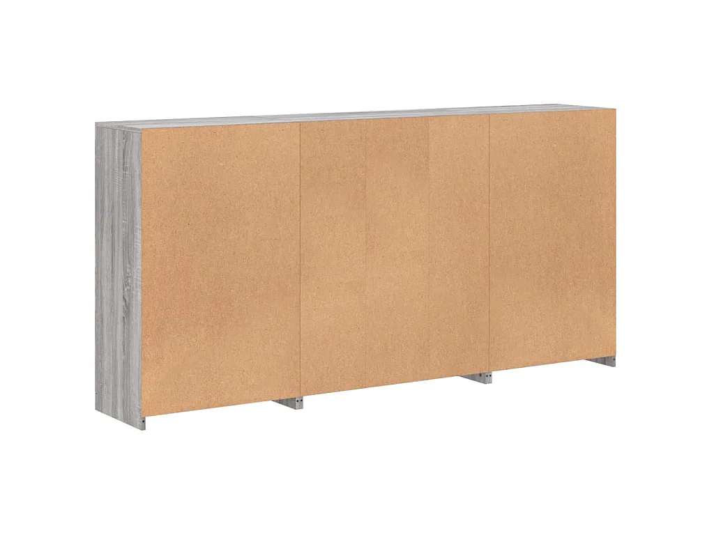 Buffet avec lumières LED sonoma gris 202x37x100 cm