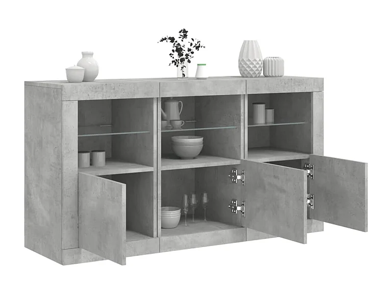 Sideboard mit LED-Leuchten Betongrau 123x37x67 cm