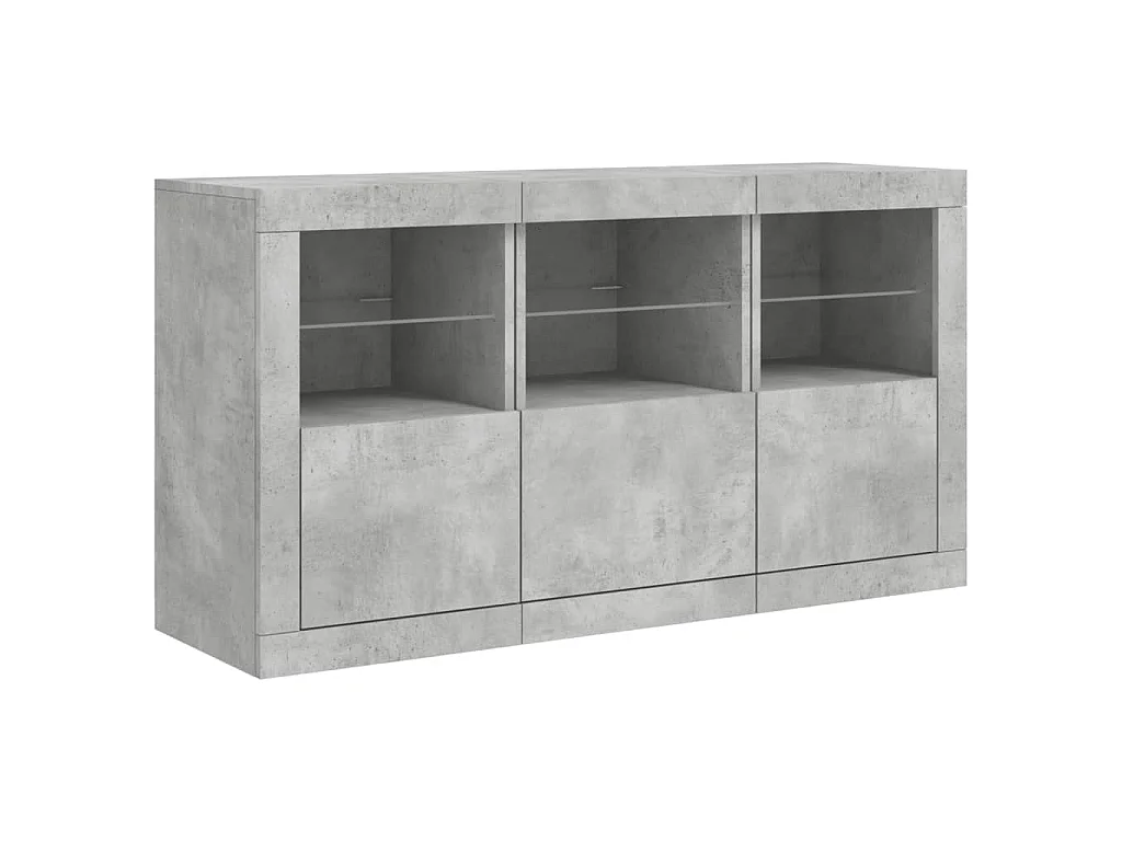 Buffet avec lumières LED gris béton 123x37x67 cm