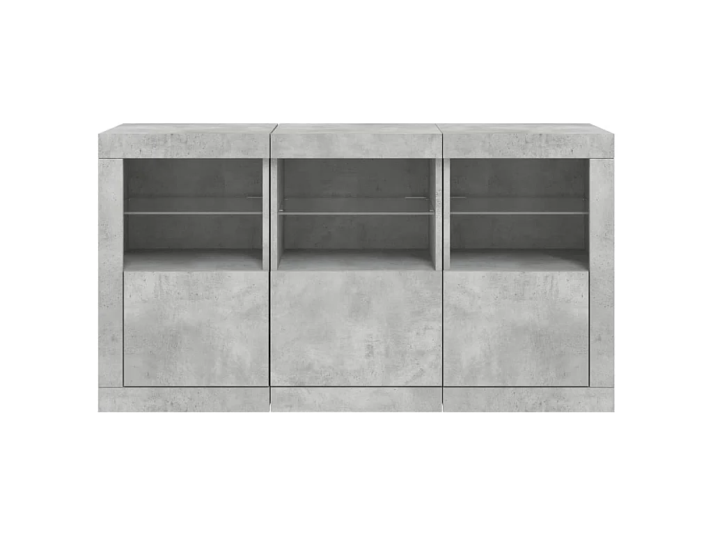 Buffet avec lumières LED gris béton 123x37x67 cm