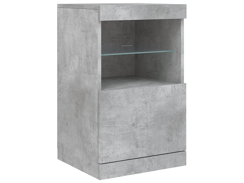 Buffet avec lumières LED gris béton 123x37x67 cm