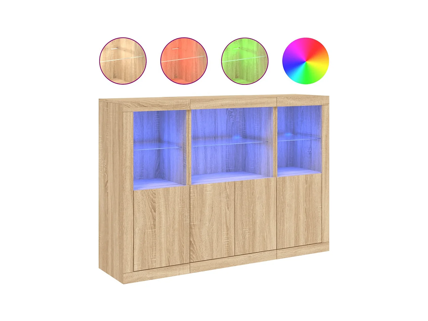 Dressoirs met LED-verlichting 3 st bewerkt hout sonoma eiken