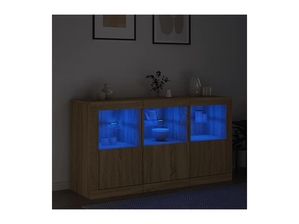 Buffet avec lumières LED chêne sonoma 123x37x67 cm