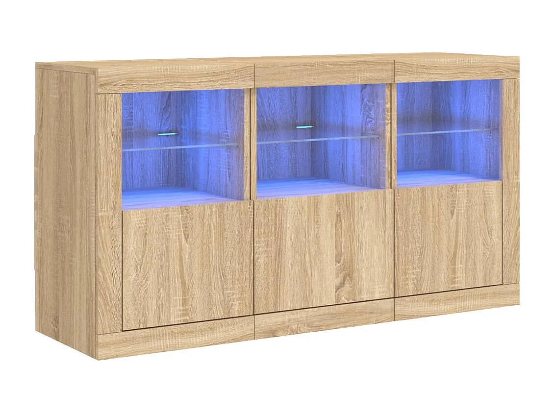 Buffet avec lumières LED chêne sonoma 123x37x67 cm